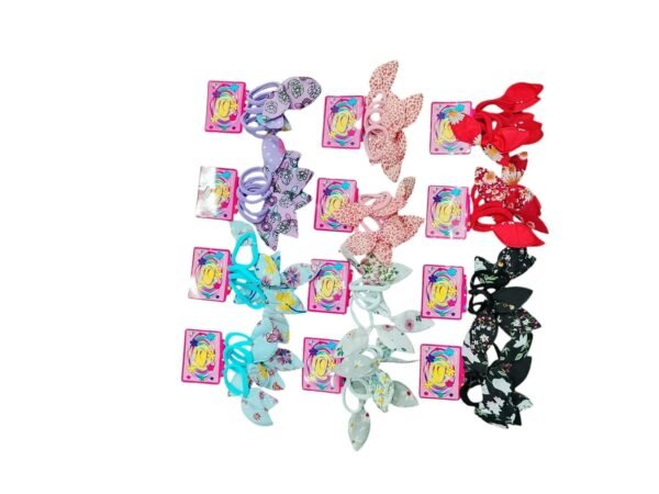 PACK x12 Tarjetas Colitas con Moño Orejitas de Conejo Animal Print Leopardo – 36 Unidades – Elástico Suave