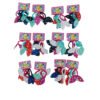 Set de 12 tarjetas con colitas elastizadas para el pelo con orejitas estampadas con estrellas en varios colores.