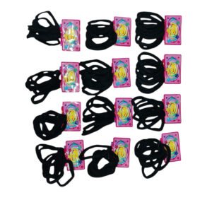 Colitas para el pelo elásticas negras Cartón x12