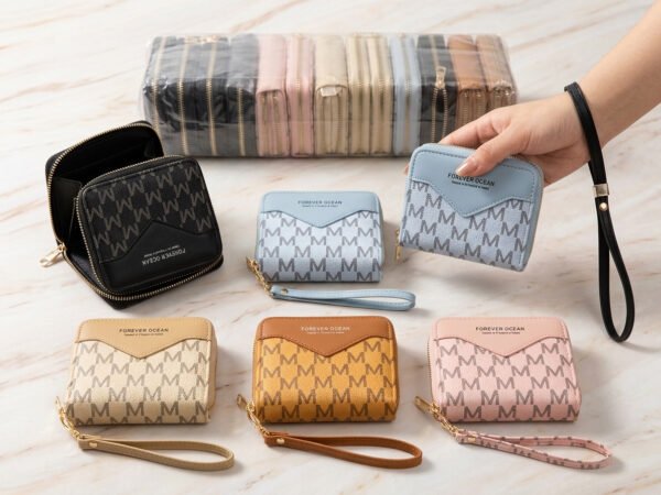 Billeteras pequeñas con estampado de monograma en varios colores con paquete cerrado al por mayor